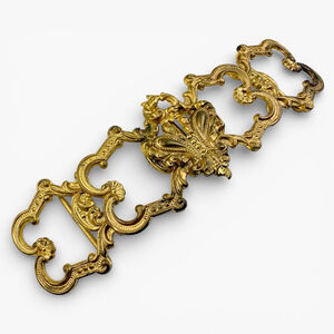 Antique Victorian Rococo Gilt Sash Buckle Large Ornate Brass Dress Buckle 1880s